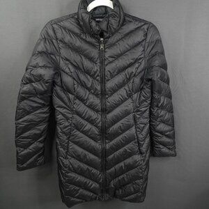 Patagonia Womens Down Jacket Coat Small Black Puffer Packable Long Classic